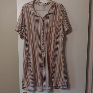 Striped Button-Up Shirt Dress